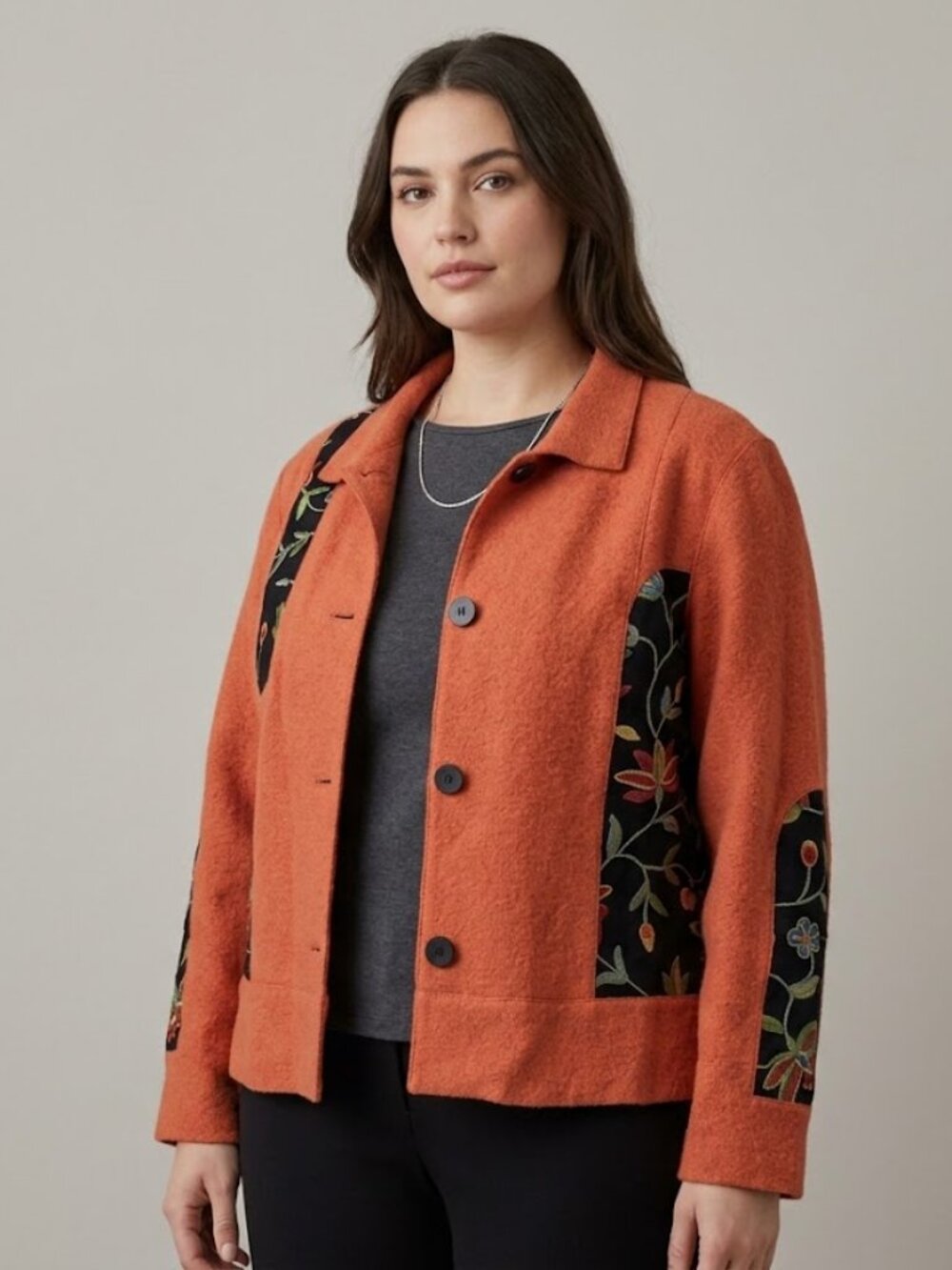CanvasBacks Women's Orange Embroidered Jacket size XL vintage!